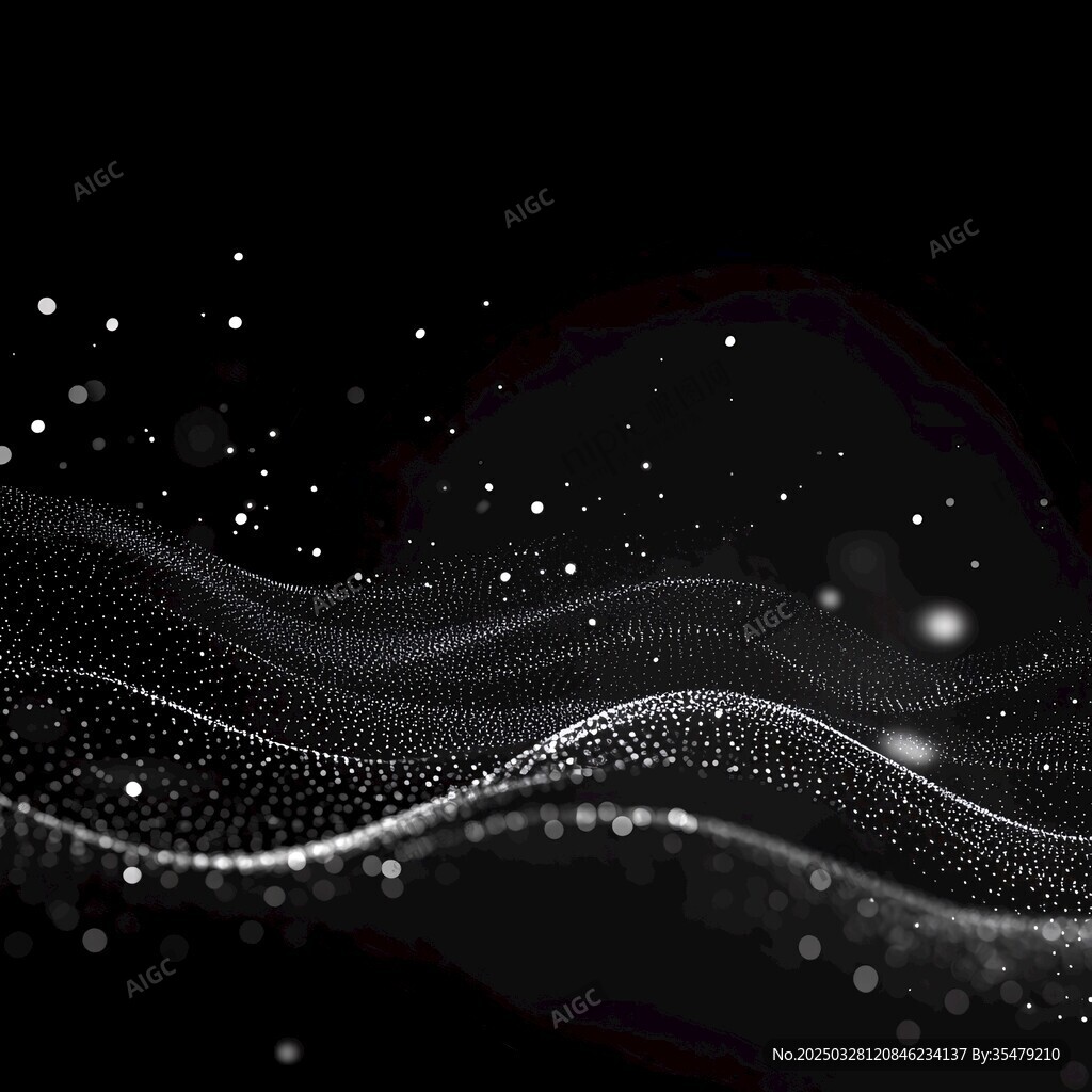 黑色背景下的粒子波浪效果