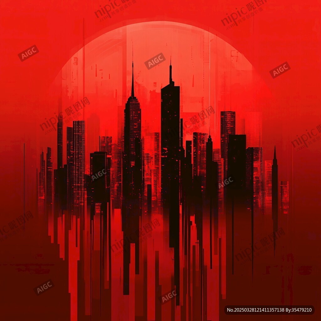 紅色幻景下的都市天際線