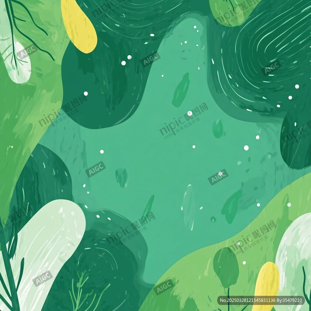 清新綠意自然背景插畫