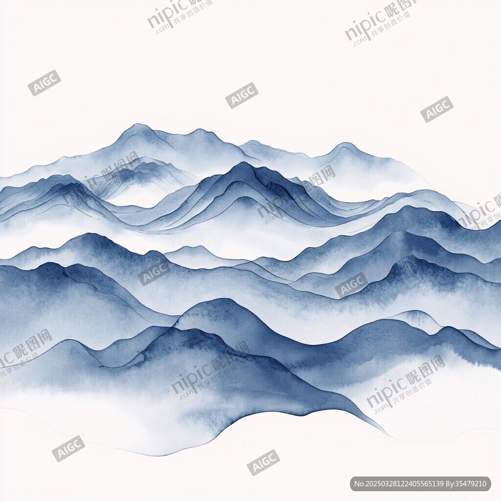 水墨群山 云霧繚繞之景