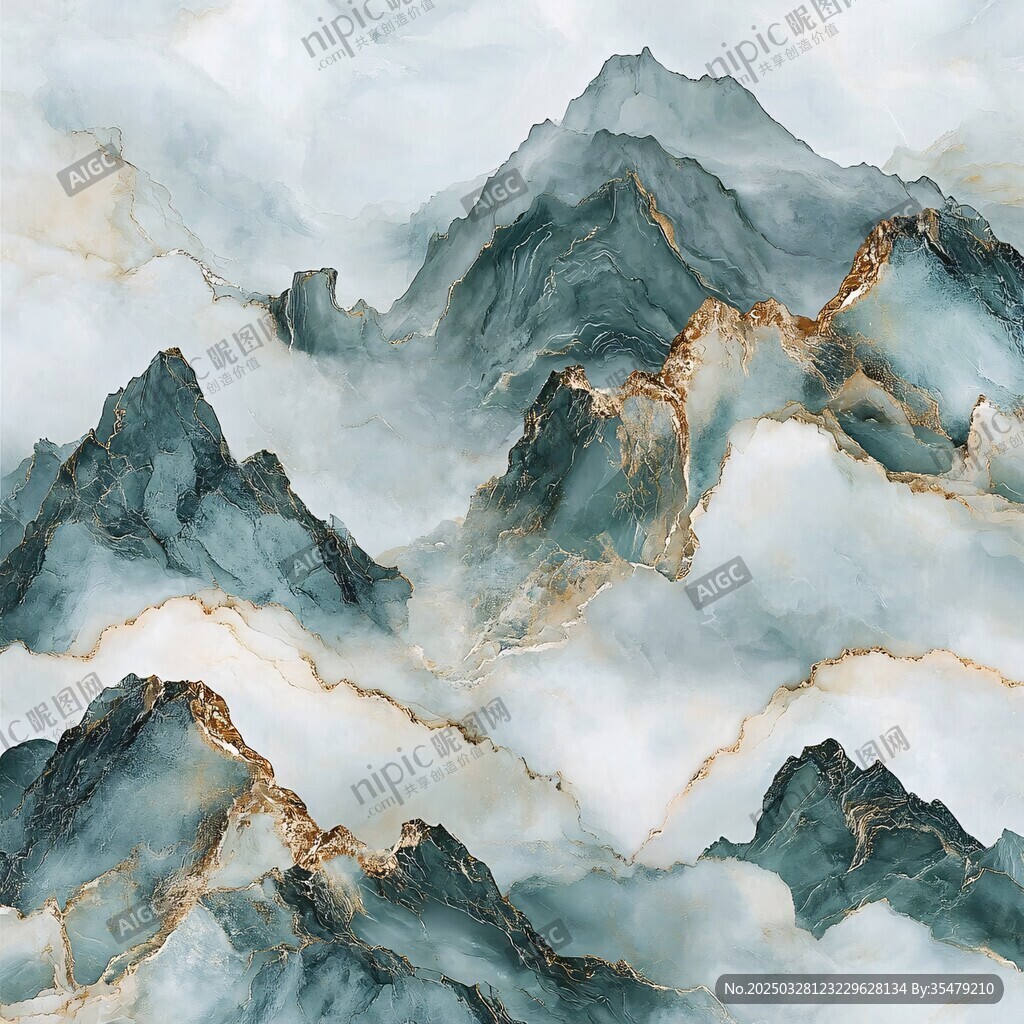 水墨山巒大理石紋理背景圖