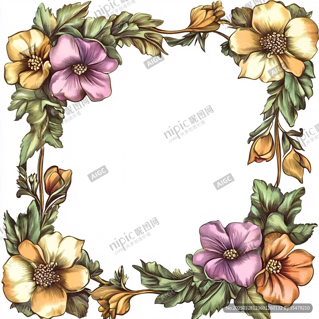 花卉邊框插畫