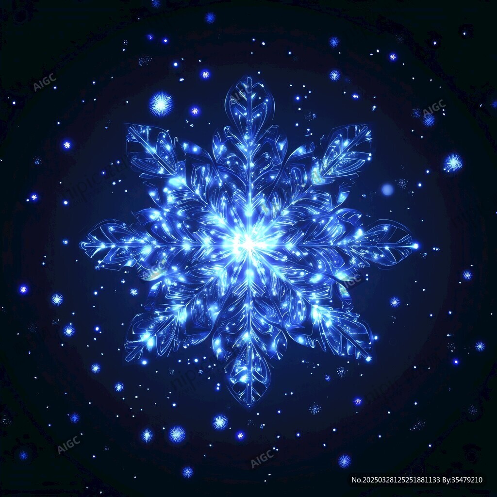 夢幻藍色雪花閃耀夜空