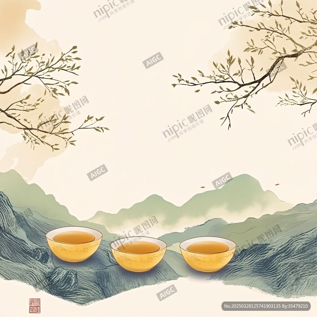 山間茶盞圖