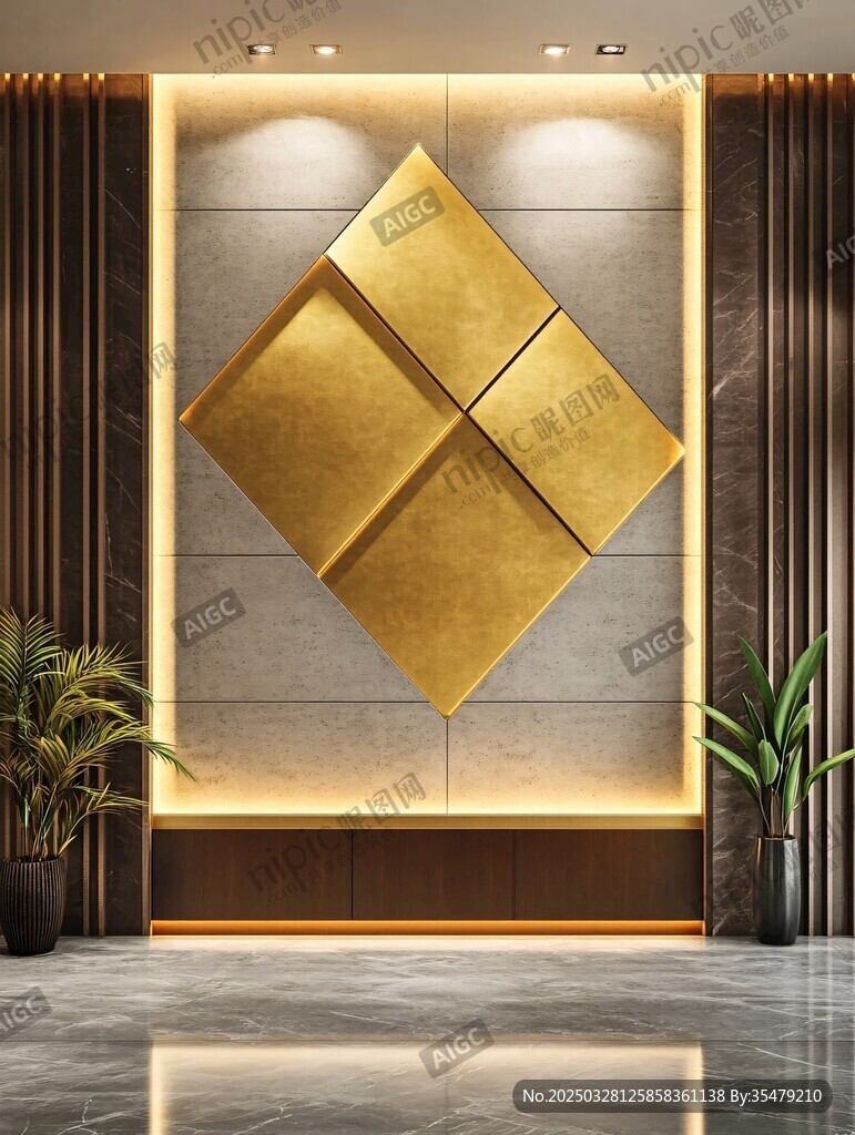 奢華金色幾何墻面裝飾設計