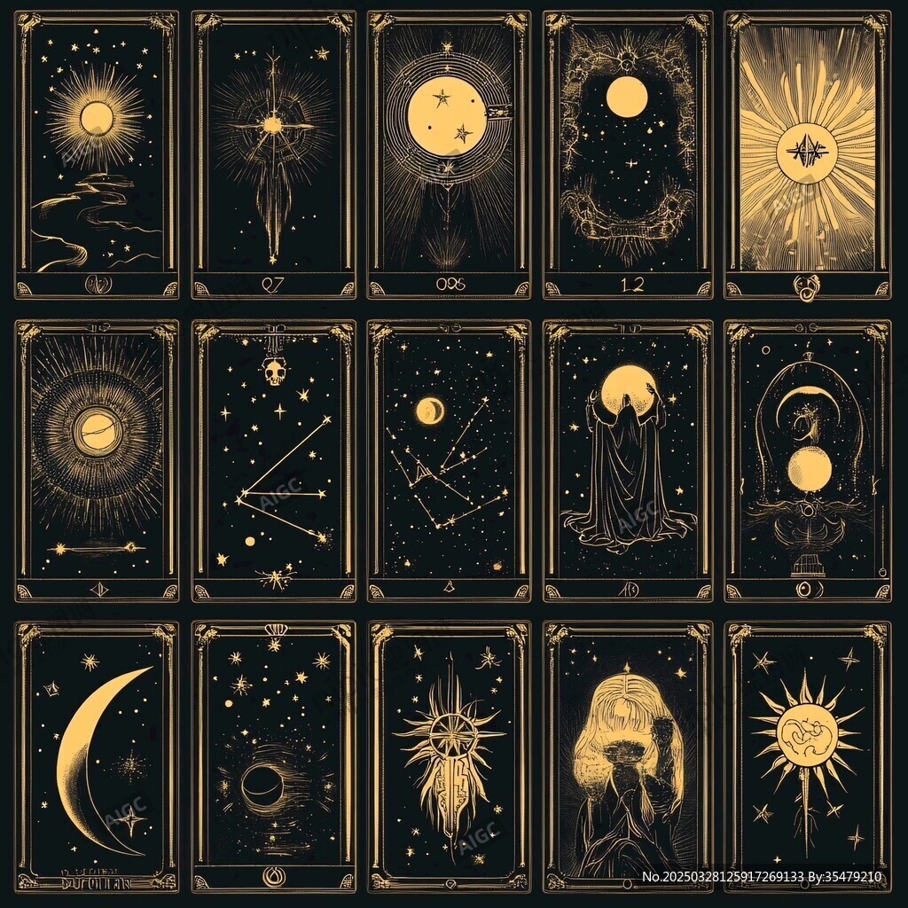 神秘塔羅牌星座星象插畫