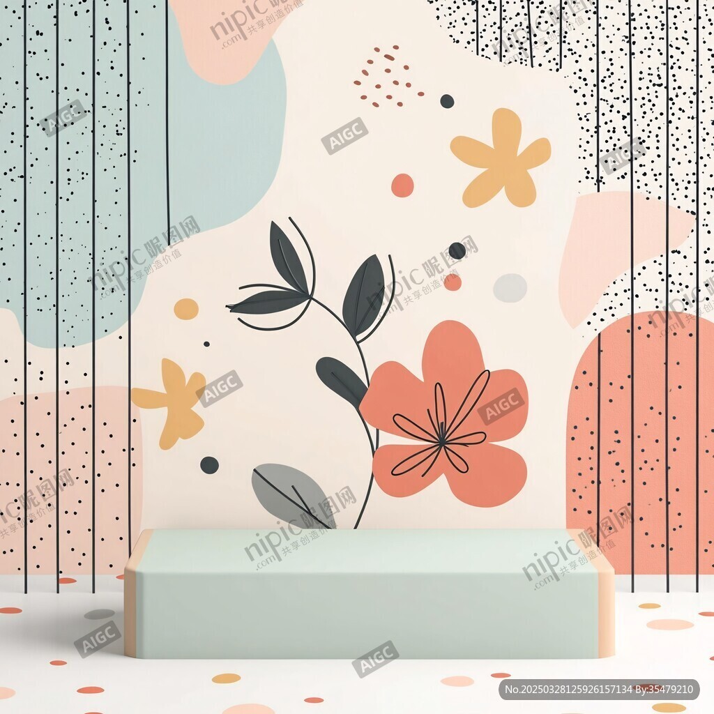 清新花卉背景的簡約場景