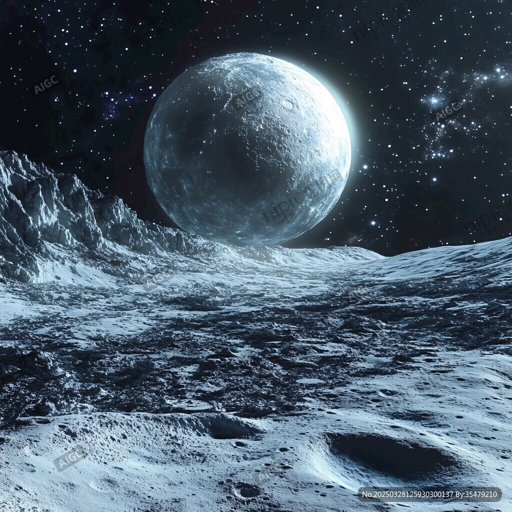 月球表面的星空奇幻景象