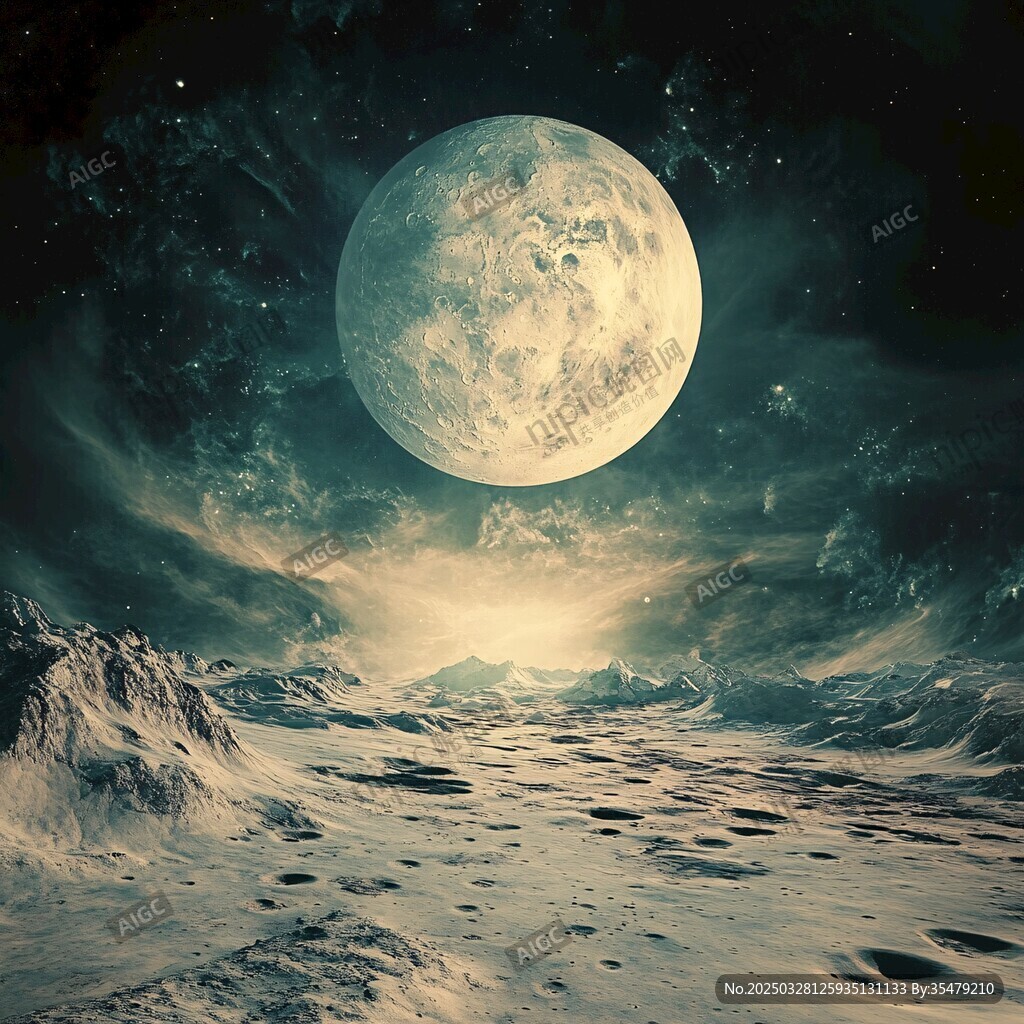 夢(mèng)幻星球下的荒涼宇宙景觀