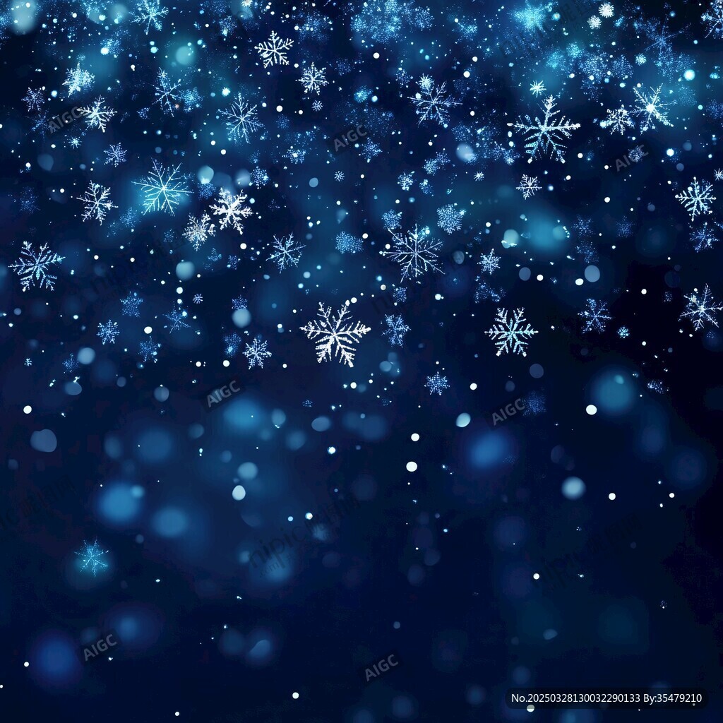 夢幻藍色雪花背景圖