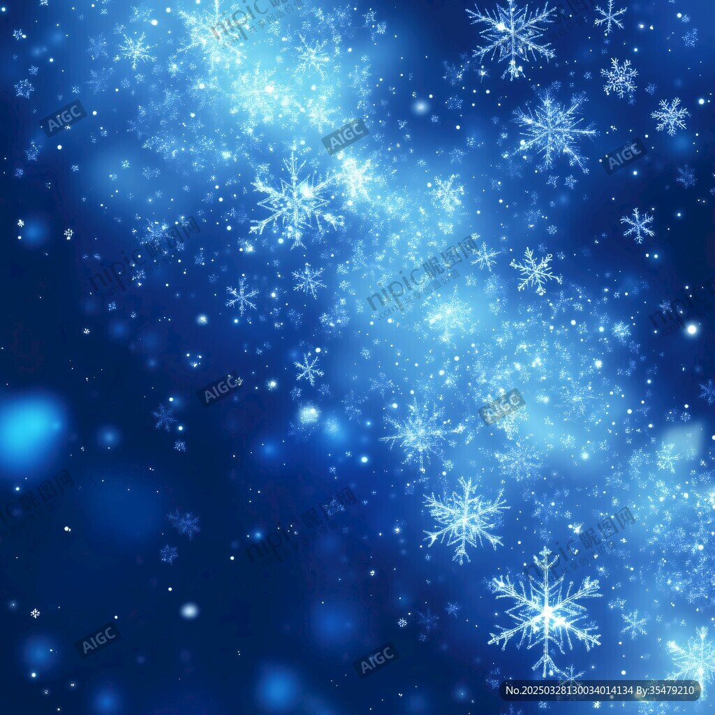 夢幻藍色雪花背景圖