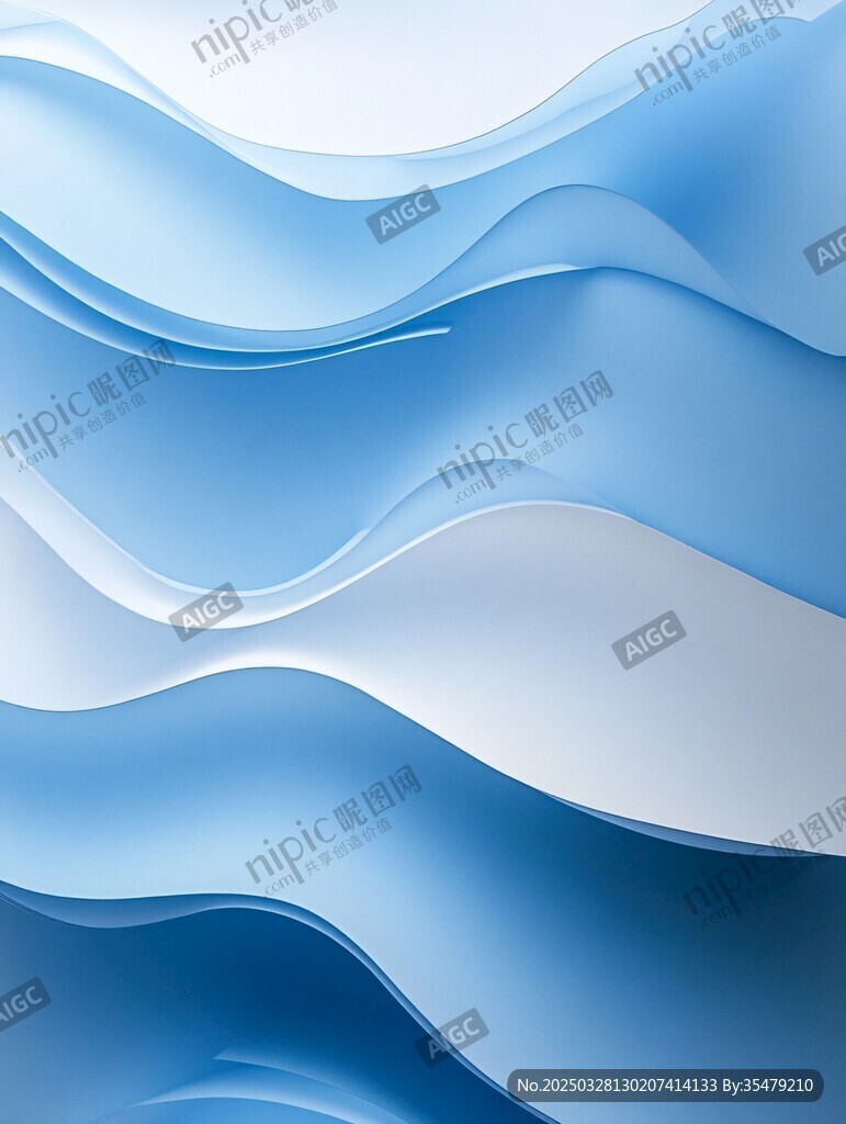 藍色波浪抽象背景圖