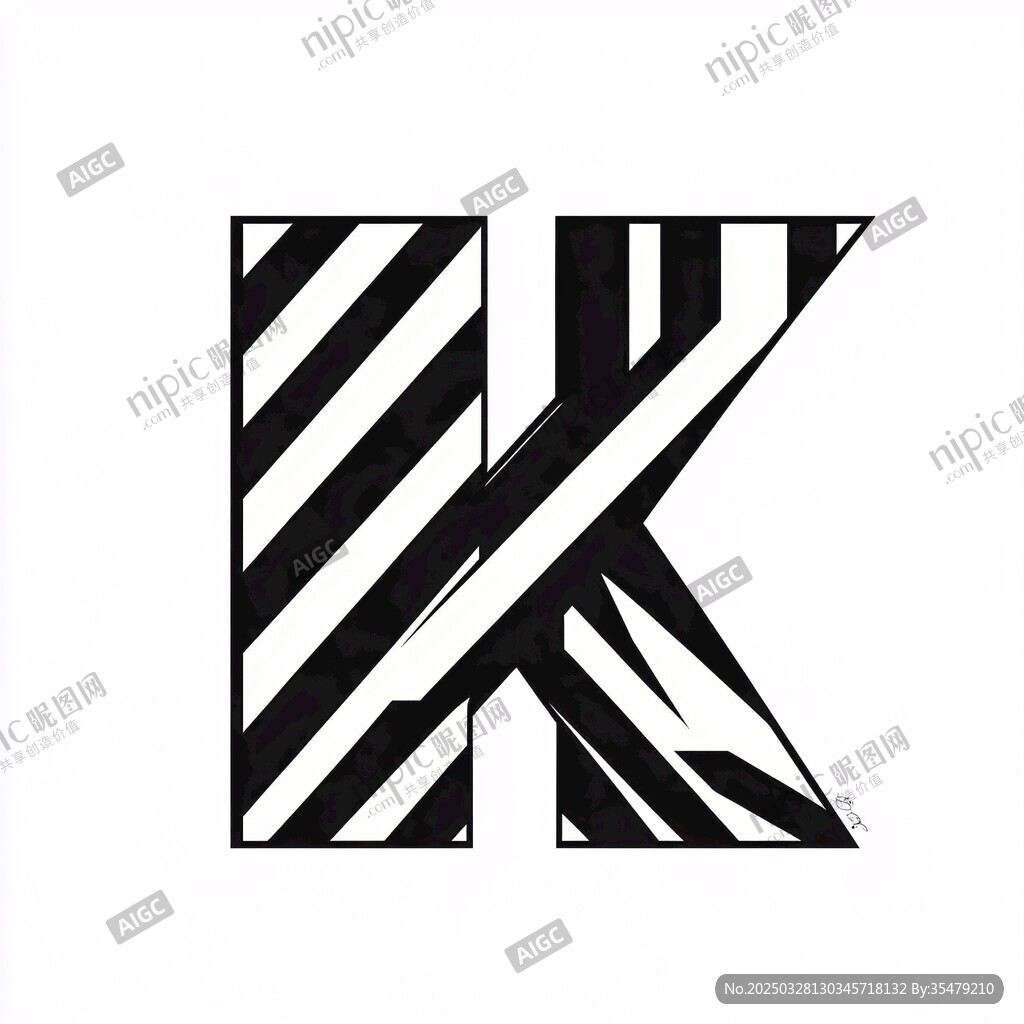 黑白條紋創意字母K