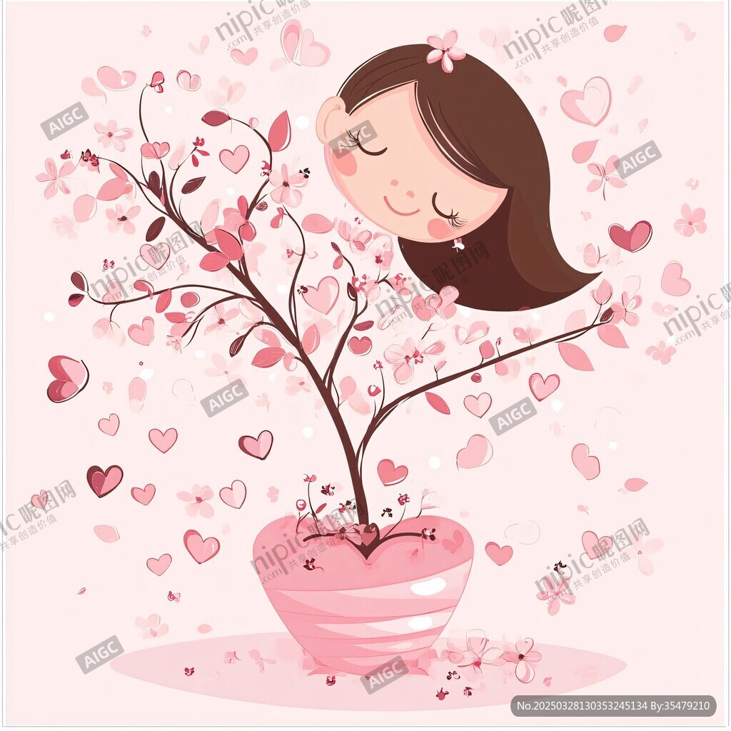 夢(mèng)幻女孩與愛(ài)心盆栽