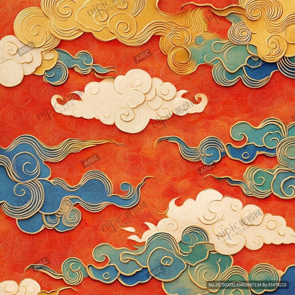 中式古典云紋吉祥圖案