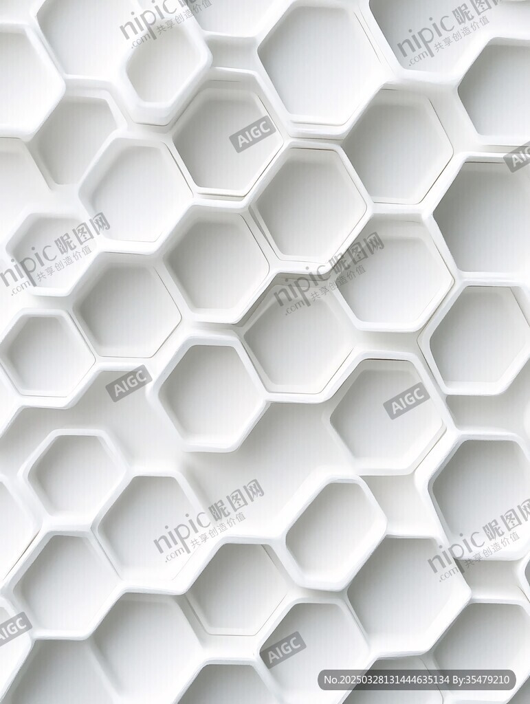 白色六邊形立體幾何圖案