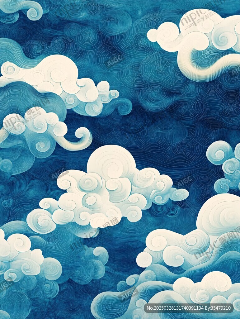 中式云海圖案 古風(fēng)美學(xué)意境