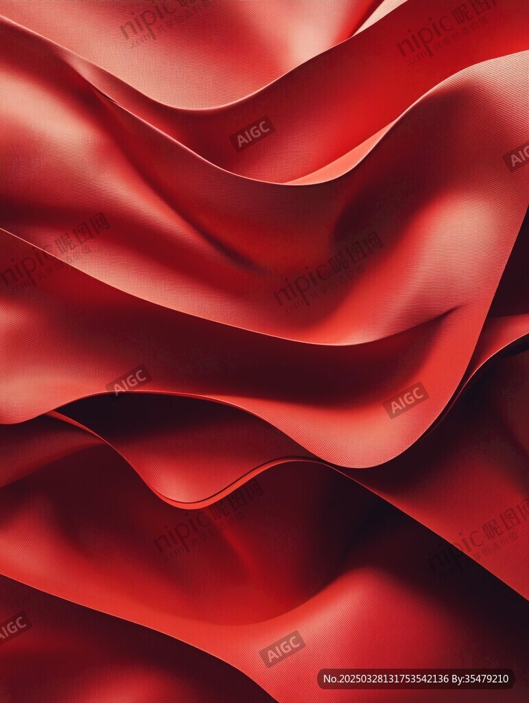 紅色綢布的優(yōu)雅褶皺
