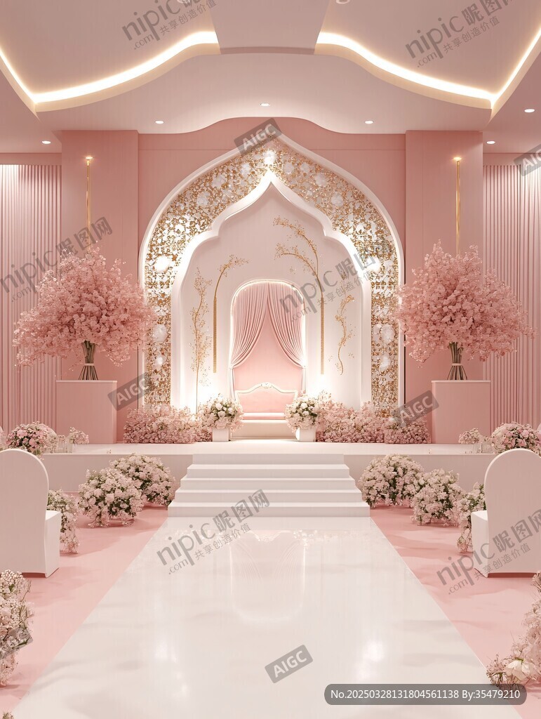 粉色夢幻婚禮儀式區(qū)場景
