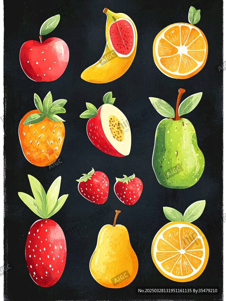 多彩水果插畫集合