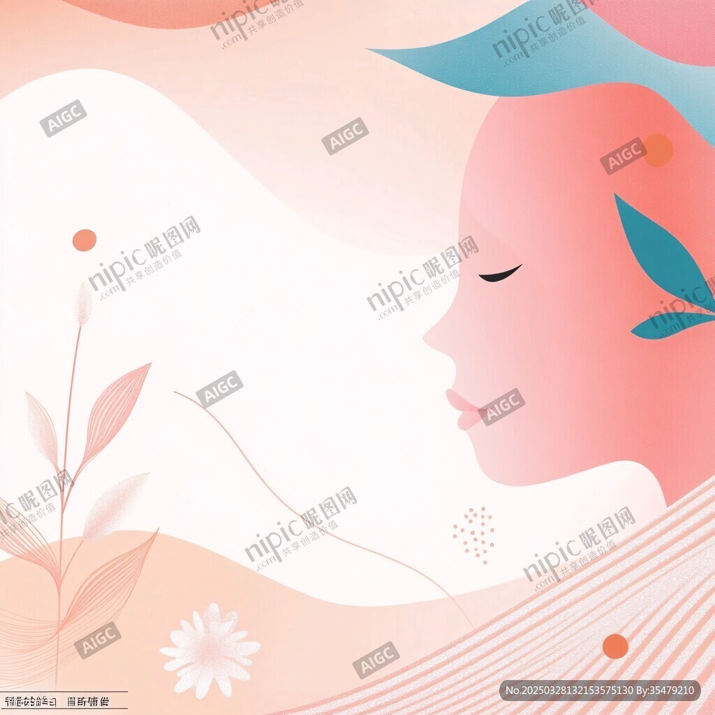 夢幻少女與花卉唯美插畫
