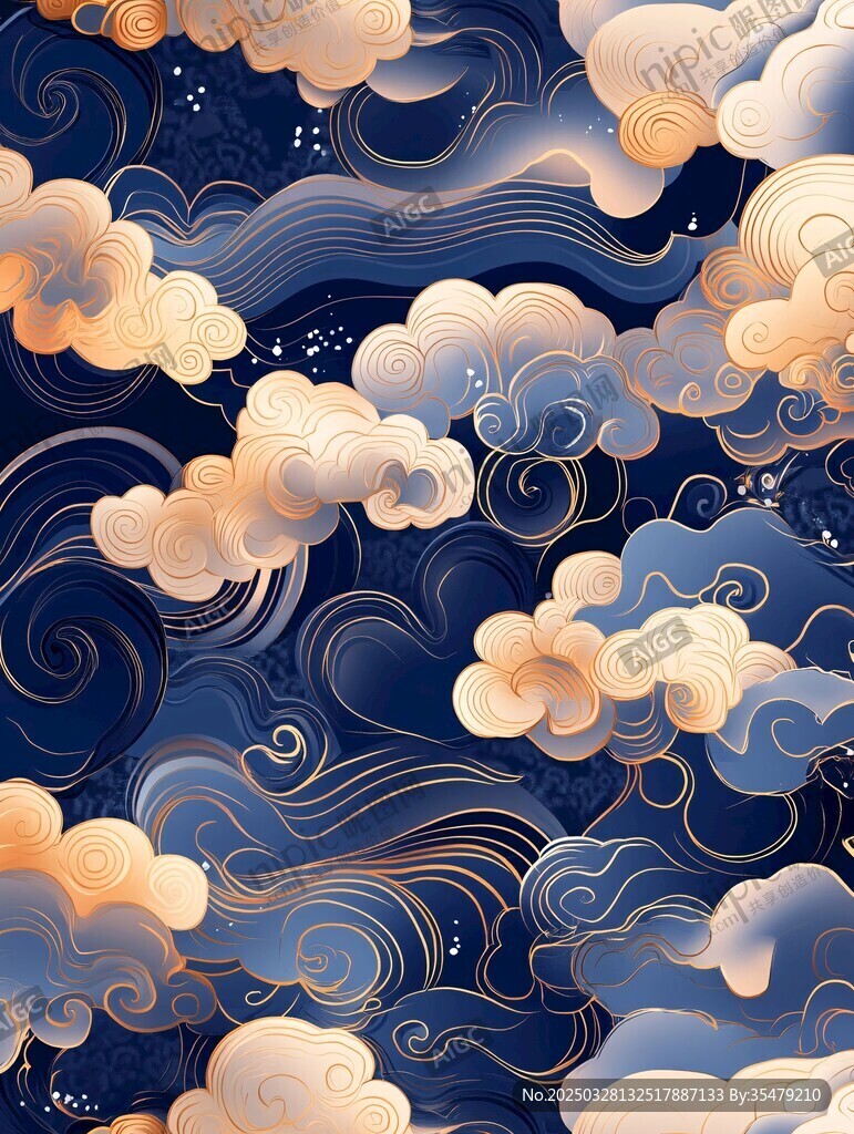 中式夢幻云海圖案紋理