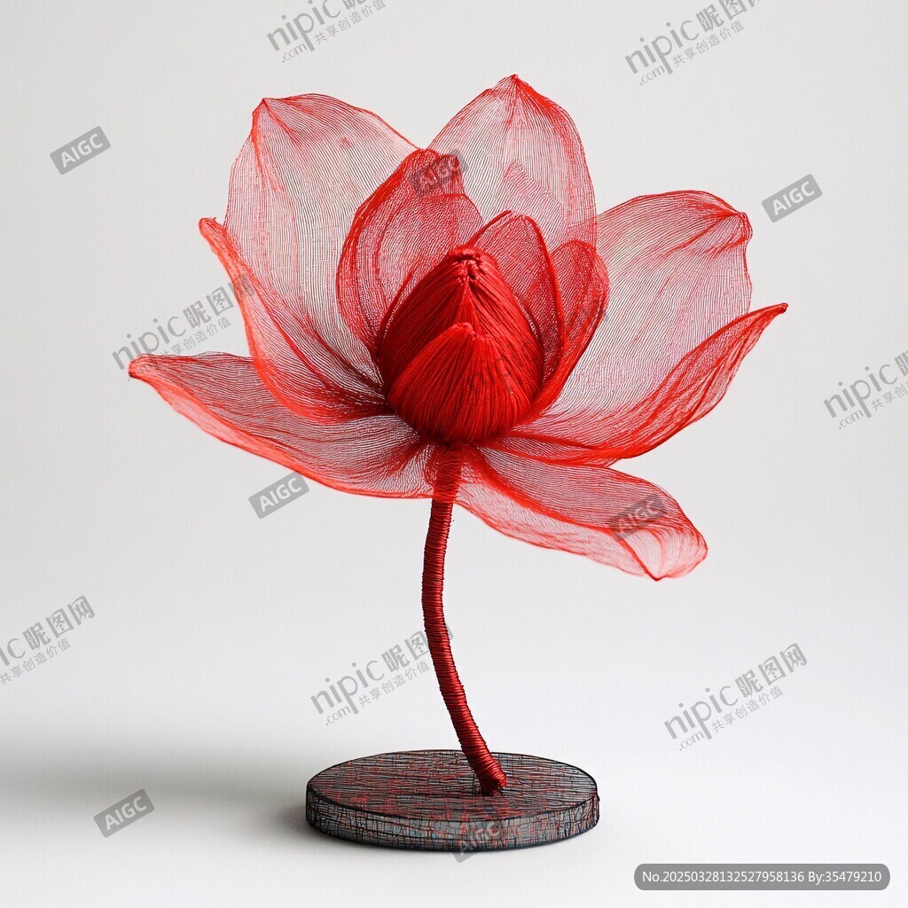 紅色絲網蓮花藝術擺件