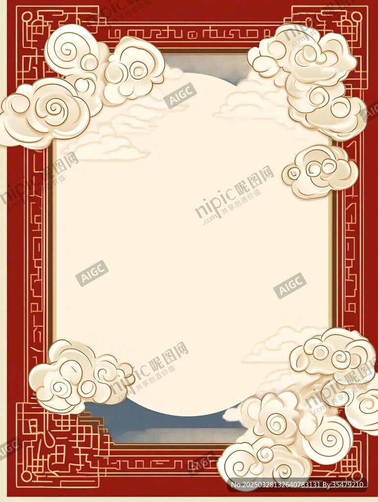 中式云紋邊框古典背景圖