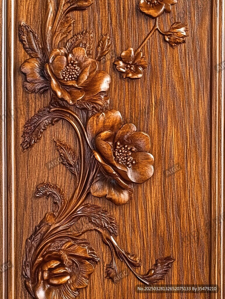 木雕花卉圖案精美細(xì)節(jié)