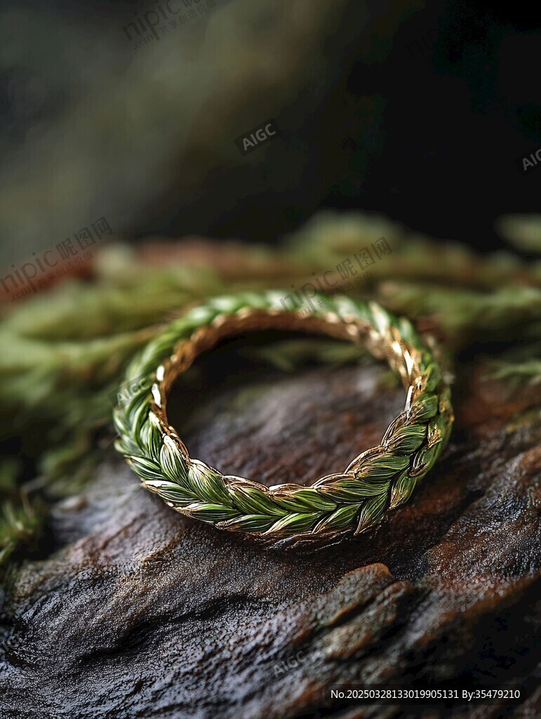 綠葉編織風精致環(huán)形飾品