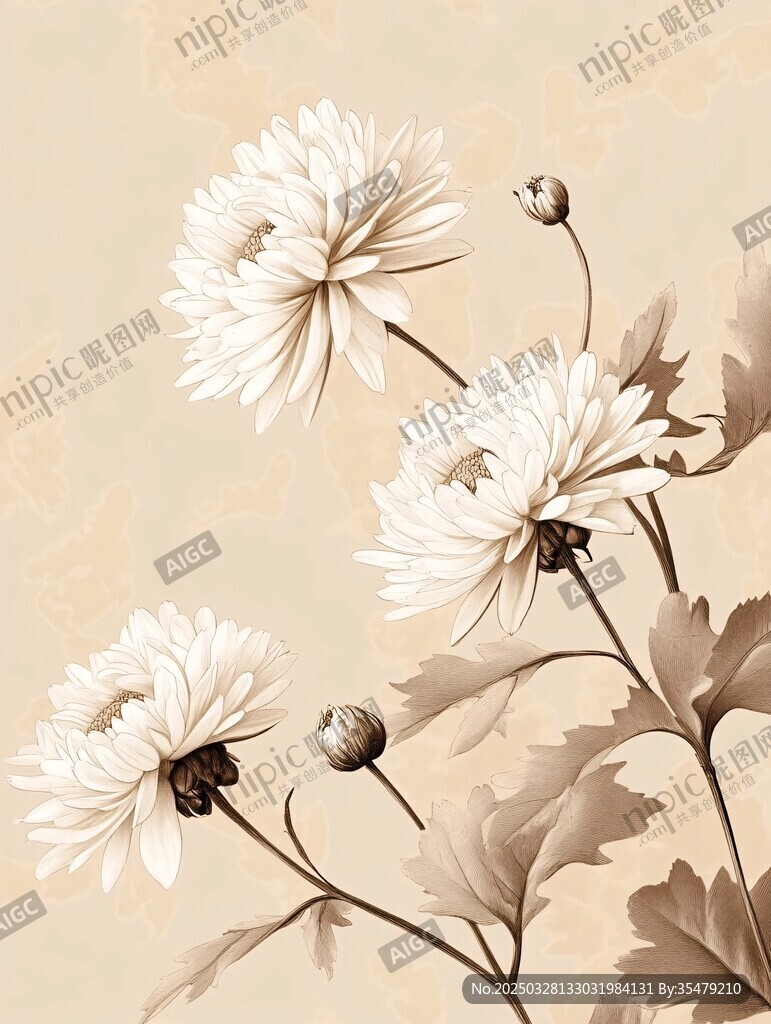 淡雅白菊圖