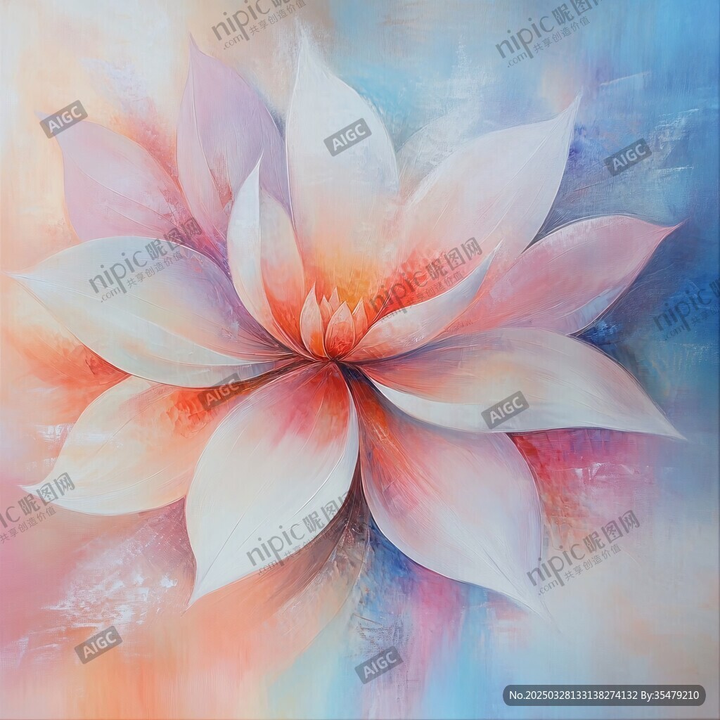 夢幻水彩蓮花藝術(shù)畫作