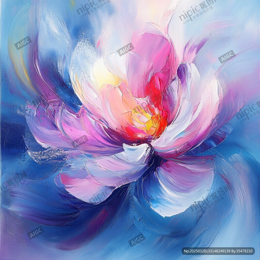 夢(mèng)幻絢麗抽象花卉繪畫