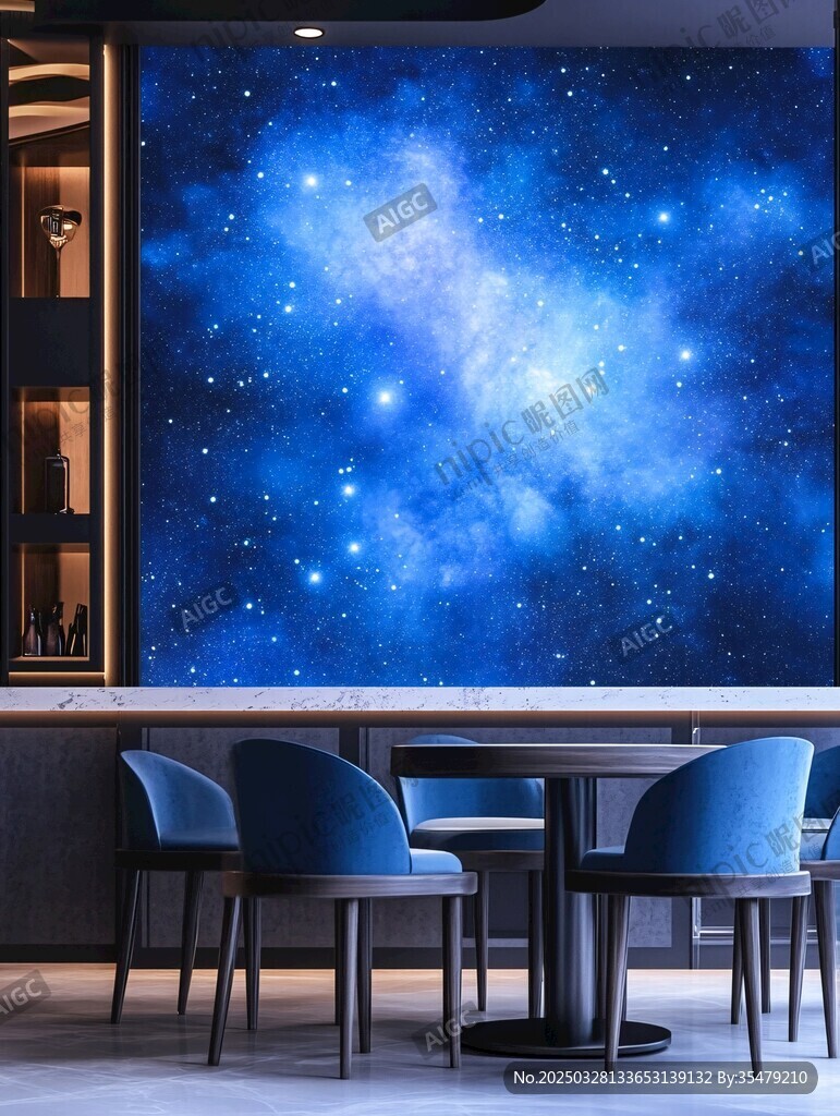星空背景墻下的雅致空間
