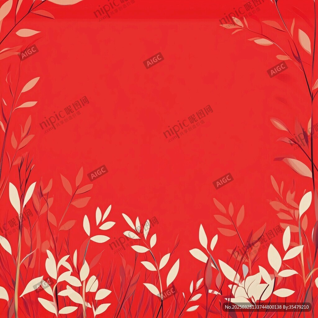 紅色葉蔓邊框背景圖