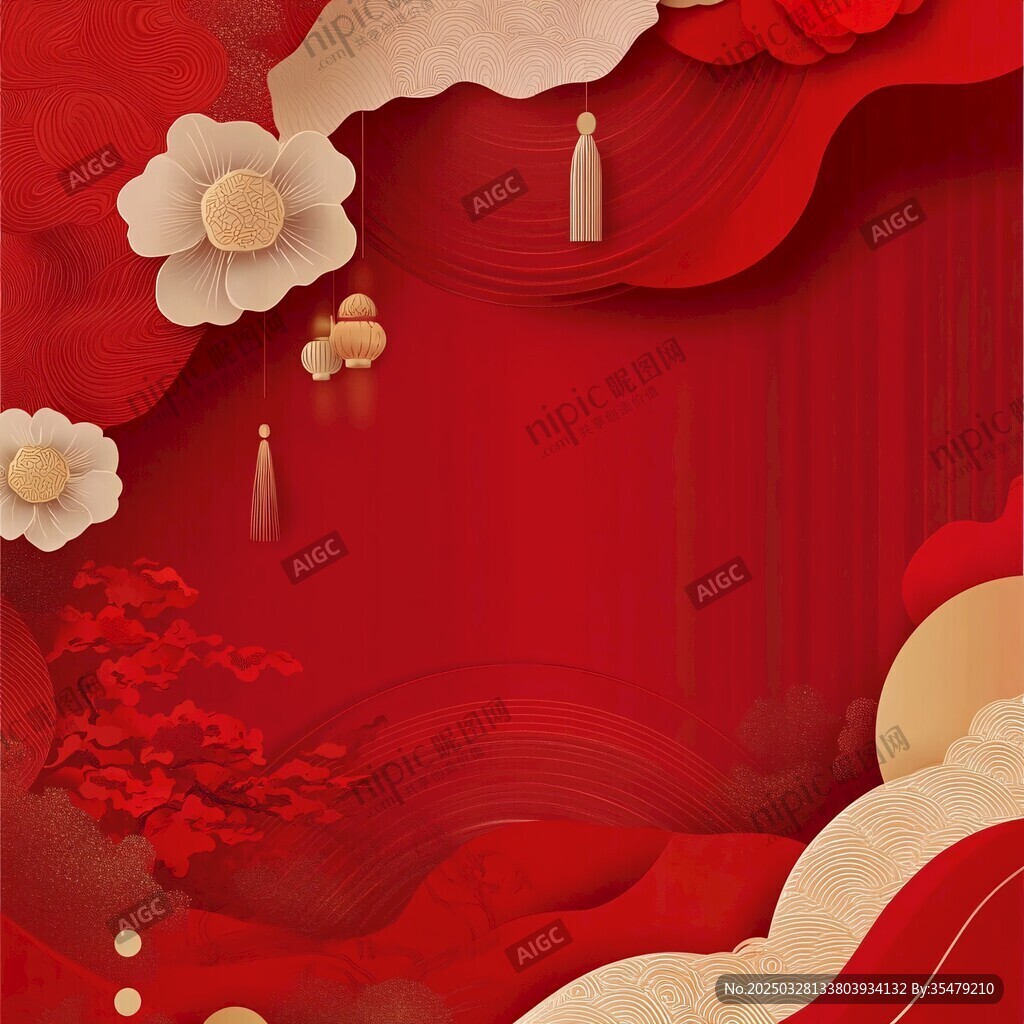 中式喜慶紅色節(jié)日背景圖