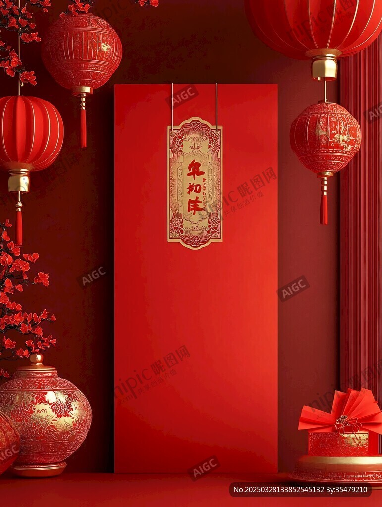 喜慶中式春節(jié)場景布置