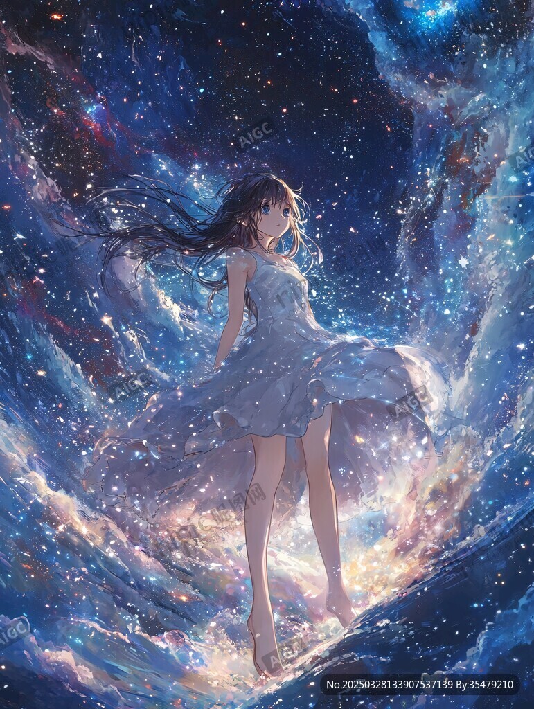 少女漫步于夢幻星空