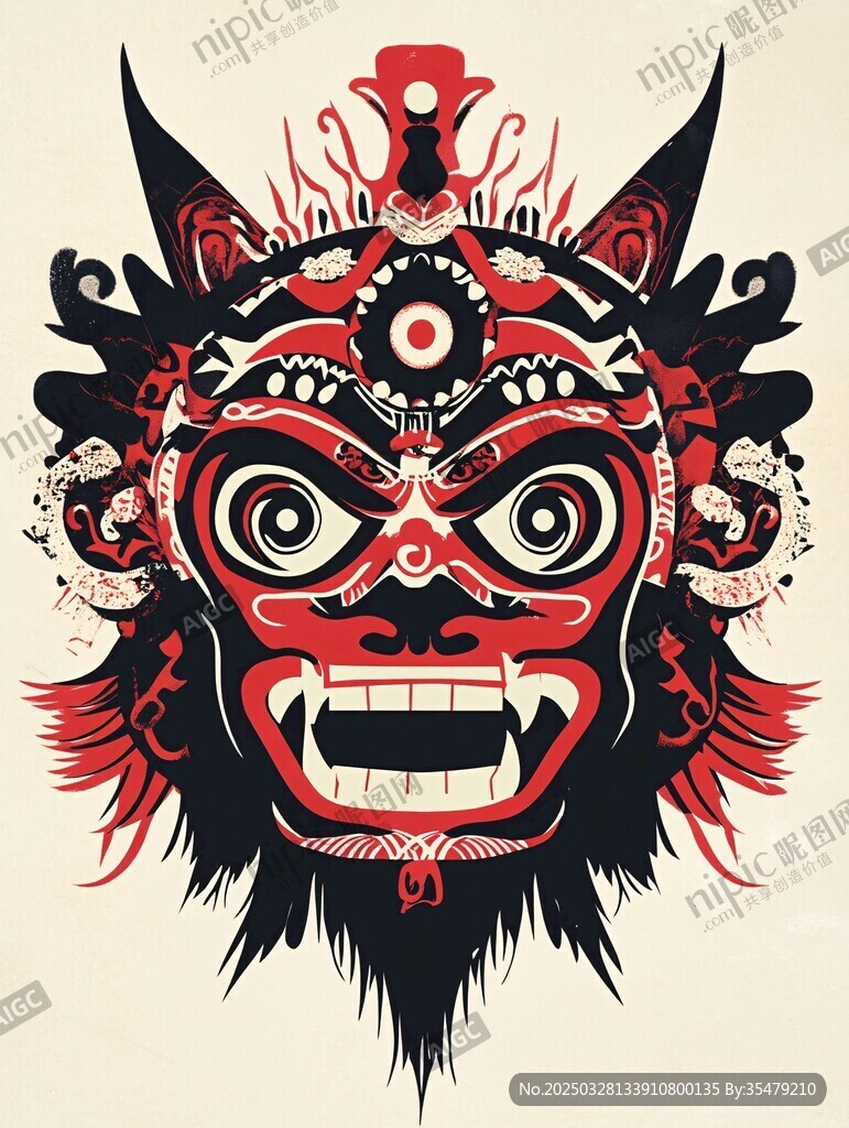 傳統(tǒng)神秘面具插畫藝術(shù)