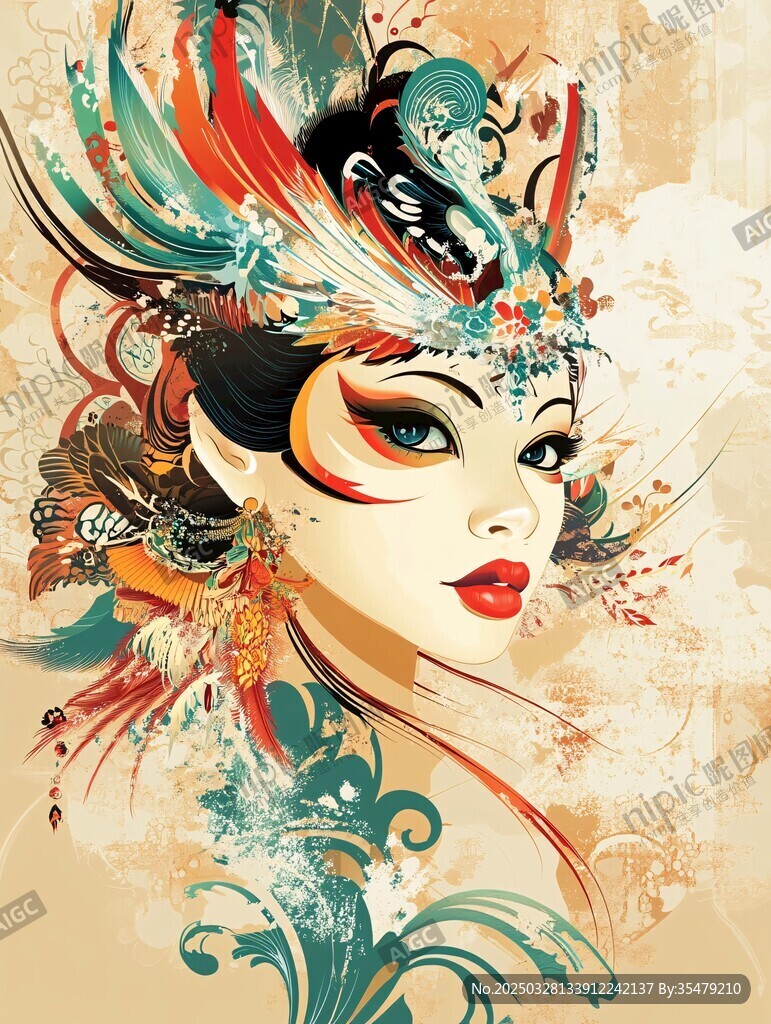 戲曲風(fēng)華美女性插畫