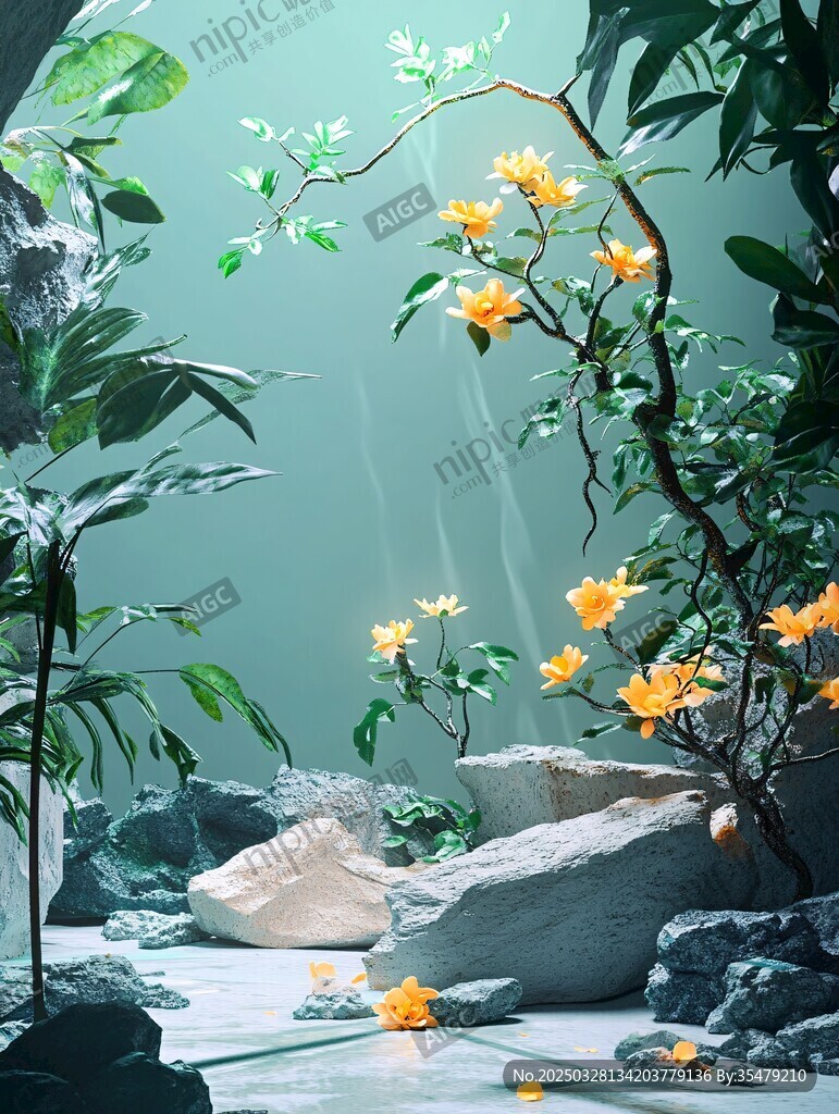夢幻綠植間的明艷花朵
