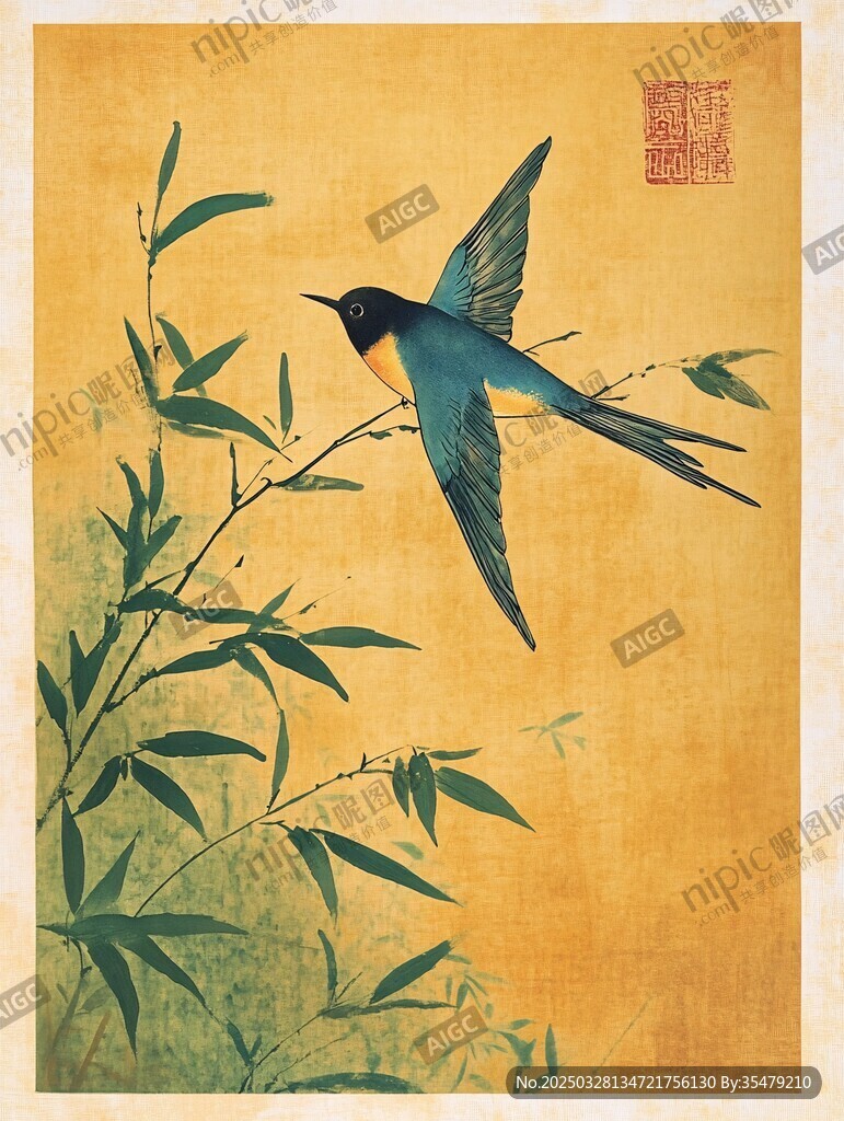 竹枝上的飛燕