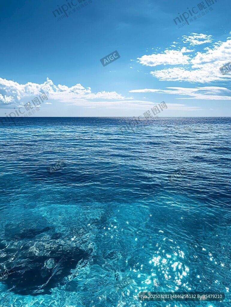 蔚藍(lán)大海與澄澈天空美景