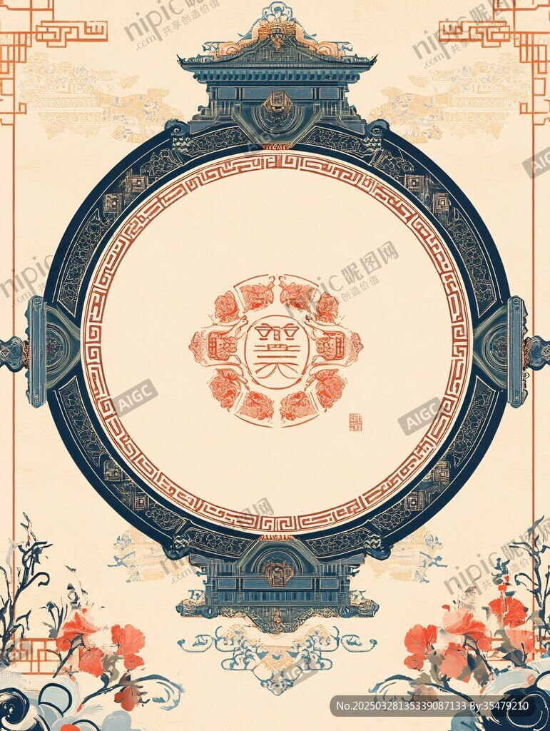中式傳統圓形吉祥紋飾圖案