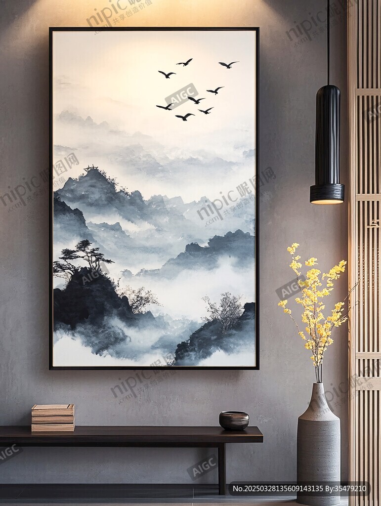 水墨山水掛畫 雅致空間美學