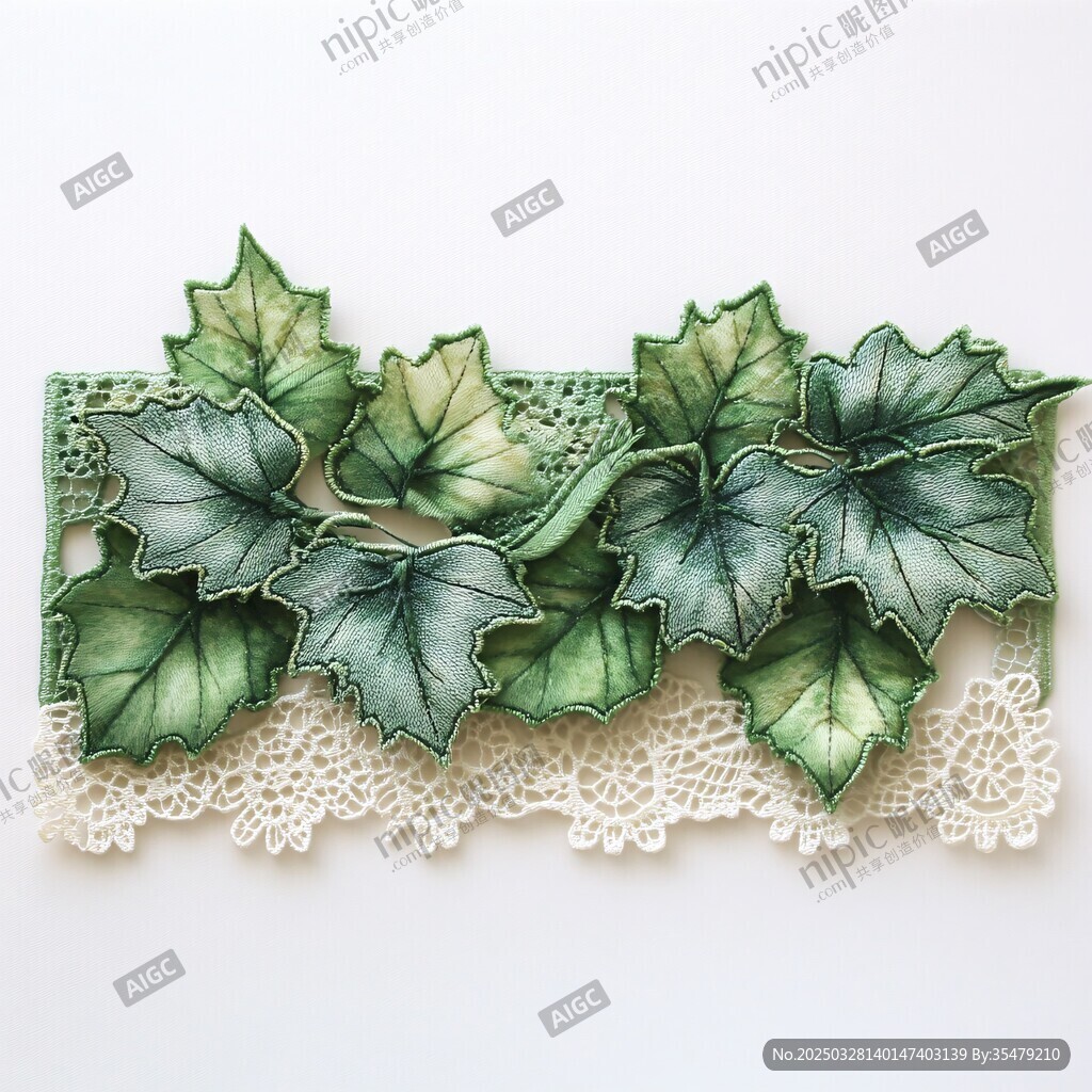 綠葉蕾絲裝飾 精致手工藝品