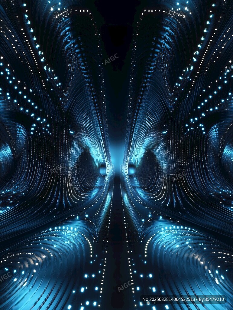 藍色夢幻科技感光線隧道