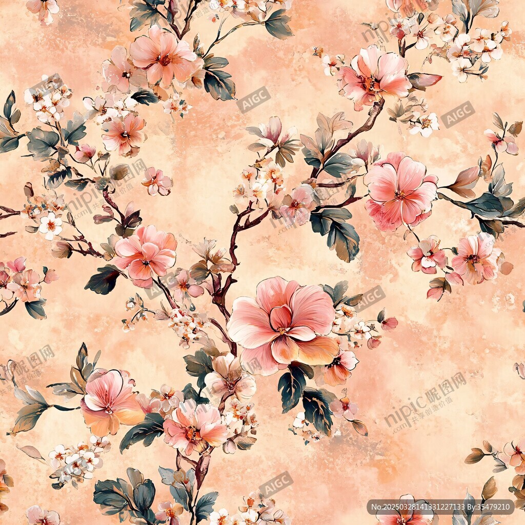 復古風花卉圖案背景圖