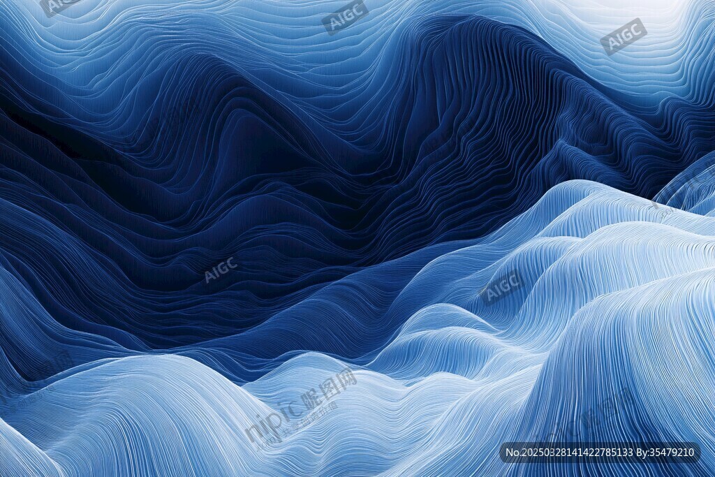 藍色夢幻波浪紋理背景圖