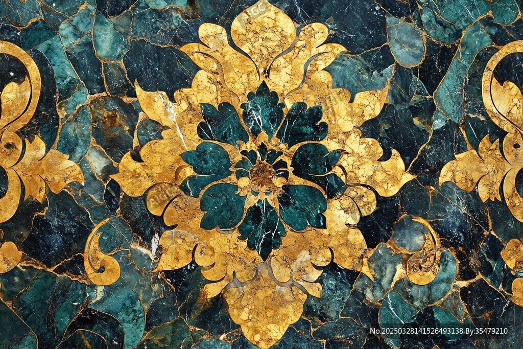 華麗金綠花紋裝飾圖案